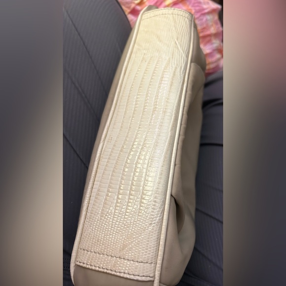 Brahmin Nylon Leather Crossbody Shoulder Hand BagTaupe & Cream - Picture 8 of 8